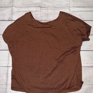 Women's Pink Lily Brown and White Striped Tee